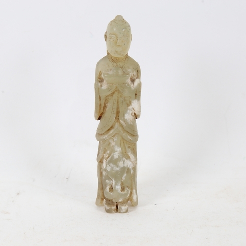 201 - A Chinese carved and polished jade figure, height 13.5cm