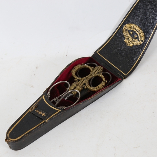 202 - An early 20th century leather-cased set of sewing scissors, by Joseph Rodgers & Sons of Sheffield, c... 