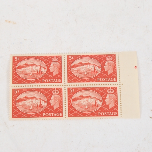 238 - POSTAGE STAMPS - GB - 1951 Festival of Britain 5/-, in right marginal unmounted mint block of 4, Gib... 