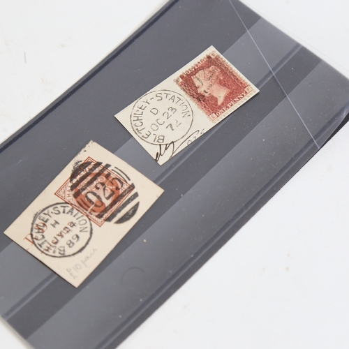 239 - POSTAGE STAMPS - GB - 1872 and 1889 Victorian pieces, showing 2 different sized Bletchley Station ca... 