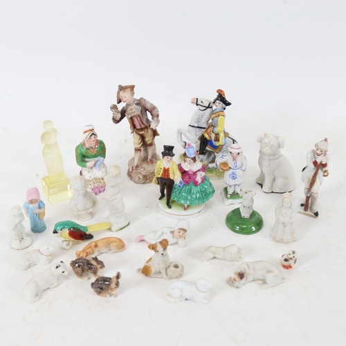 251 - Various miniature porcelain figures, including example with gold anchor mark (boxful)