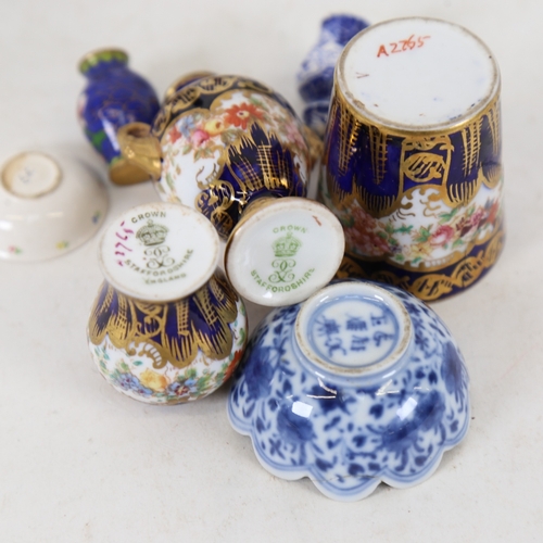 252 - Various miniature porcelain items, including Crown Staffordshire vases, miniature tea set, cloisonne... 