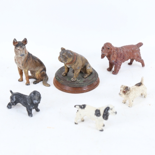 259 - A group of cold painted spelter miniature dog figures, including Alsatian and Spaniel, largest heigh... 