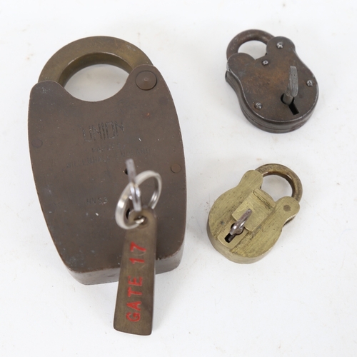 266 - 3 padlocks and keys, including example by Union (3)