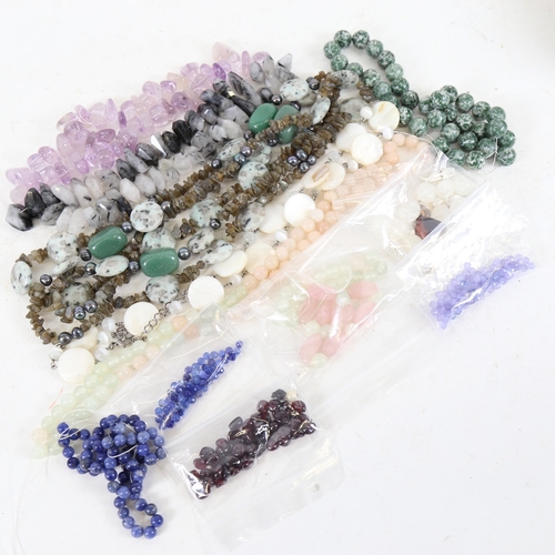 270 - Various gemstone bead necklaces, including amethyst, black tourmaline quartz etc (boxful)