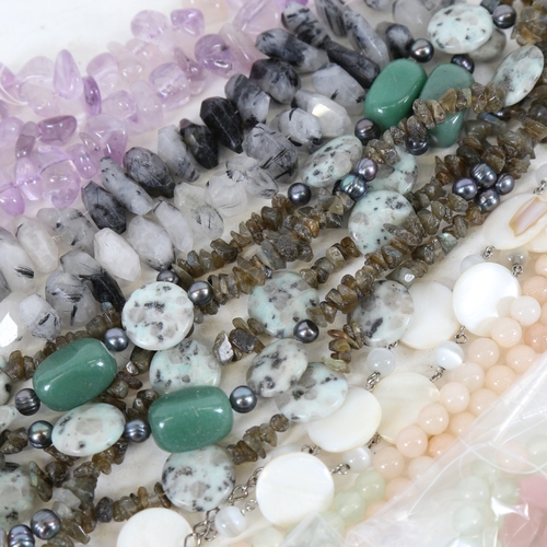 270 - Various gemstone bead necklaces, including amethyst, black tourmaline quartz etc (boxful)