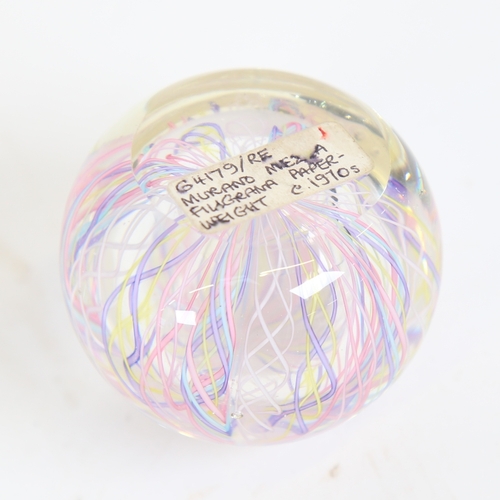 279 - A Vintage Murano Filigrana spiral glass paperweight, circa 1970s, diameter 6cm