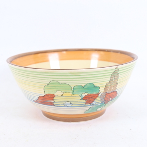 280 - A Clarice Cliff Bizarre Green Capri pattern fruit bowl, diameter 21cm