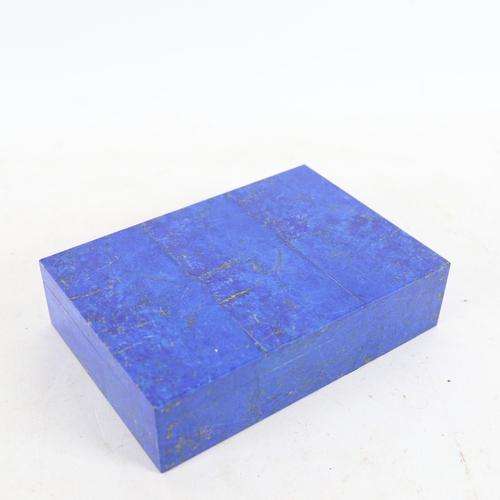 294 - A panelled lapis lazuli and onyx box with felt lining, 15.5cm x 11cm