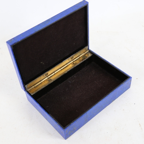 294 - A panelled lapis lazuli and onyx box with felt lining, 15.5cm x 11cm