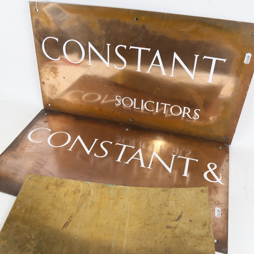 297 - A two piece brass sign for Constant & Co Solicitors, and another for Chapman Architects, largest len... 