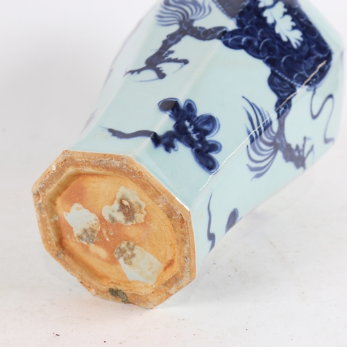 316 - A Chinese blue and white porcelain dragon decorated vase, height 35cm