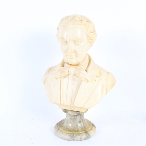 322 - A resin bust of Schubert on marble plinth