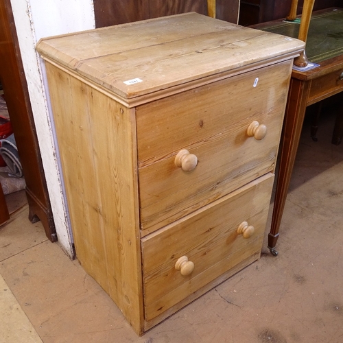 1841 - A pine 2-drawer chest, W61cm, H85cm, D47cm