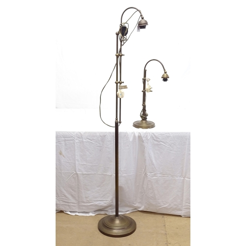 1843 - A brass telescopic standard lamp, and matching table lamp