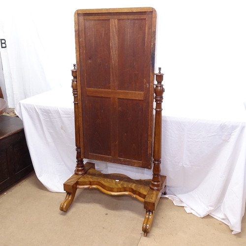 1845 - A Victorian mahogany-framed cheval mirror, W71cm, H143cm