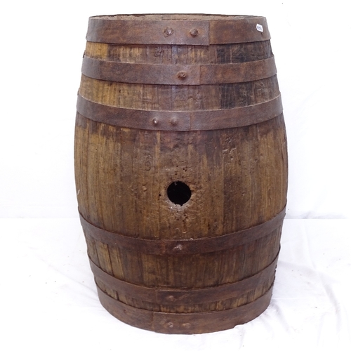 1856 - An Antique coopered barrel, H63cm (WITH THE OPTION TO PURCHASE THE FOLLOWING LOT)