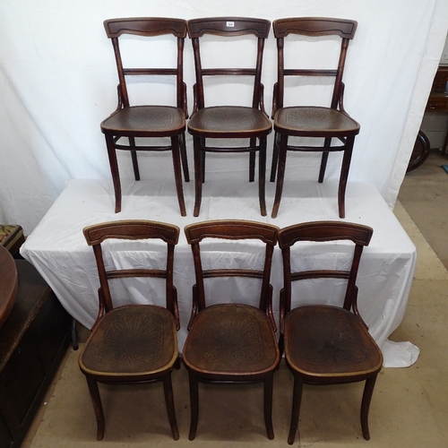 1860 - A set of 6 early 20th century Thonet bentwood side chairs, with maker's paper labels and stamps