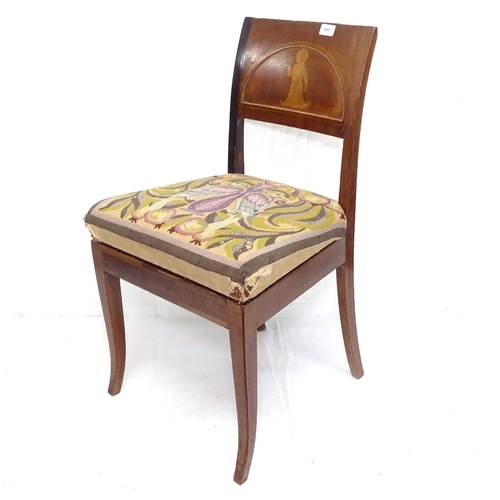 1883 - An early 19th century Swedish Biedermeier side chair, with original woolwork seat and inlaid figure ... 