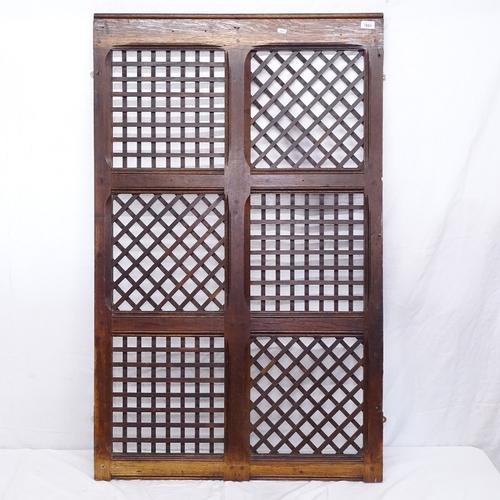 1893 - A joined oak 6 lattice-panelled screen, W84cm, H136cm