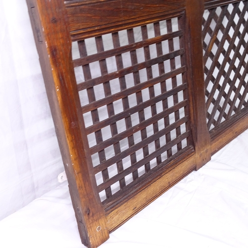 1893 - A joined oak 6 lattice-panelled screen, W84cm, H136cm