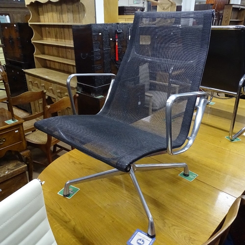 1902 - A Vitra Eames EA116 Aluminium Group high-back swivel lounge chair, in black mesh, with maker's label... 