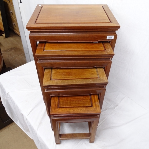 1905 - A Chinese hardwood nest of 4 occasional tables