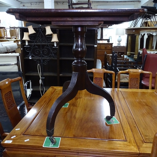 1907 - A 19th century mahogany rectangular-top side table, on reeded pirouette base, W67cm, H71cm