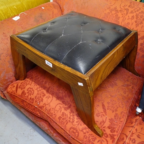 2016 - An Anglo-Indian leather-upholstered footstool, W68cm, H28cm