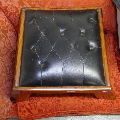 2016 - An Anglo-Indian leather-upholstered footstool, W68cm, H28cm