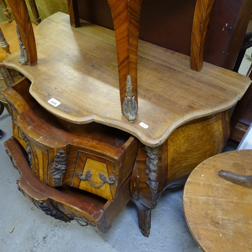 2029 - A Continental walnut bombe chest, 2 frieze drawers, and ormolu mounts, W90cm, H83cm, D50cm