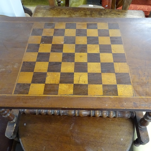 2034 - A Victorian games-top stretcher table, a Chippendale design circular mahogany centre table on a clus... 