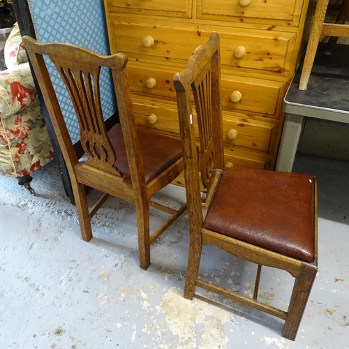 2037 - A set of 8 oak dining chairs, with pierced lyre backs and drop-in seats (6 and 2)