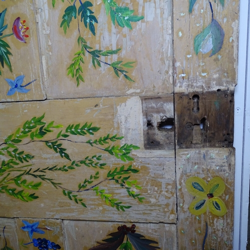 2043 - An Antique hand painted pine panel door, W80cm, H186cm