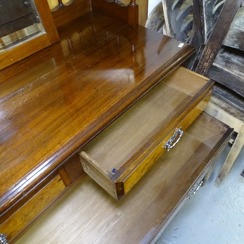 2055 - An Edwardian walnut and mahogany dressing chest, W110cm, H175cm, D47cm