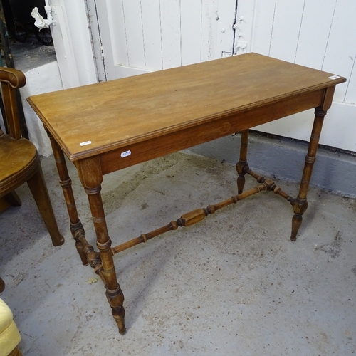 2064 - An Edwardian rectangular stained beech hall table, on turned legs, W91cm, H73cm