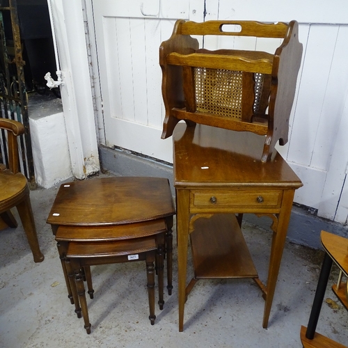 2071 - An Edwardian rectangular mahogany side table, with frieze drawer and under-tier, a nest of 3 occasio... 