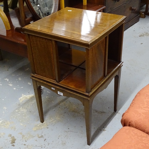 2077 - An Edwardian mahogany and satin-banded revolving bookcase, W46cm, H74cm