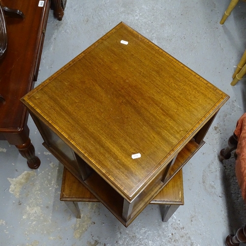 2077 - An Edwardian mahogany and satin-banded revolving bookcase, W46cm, H74cm