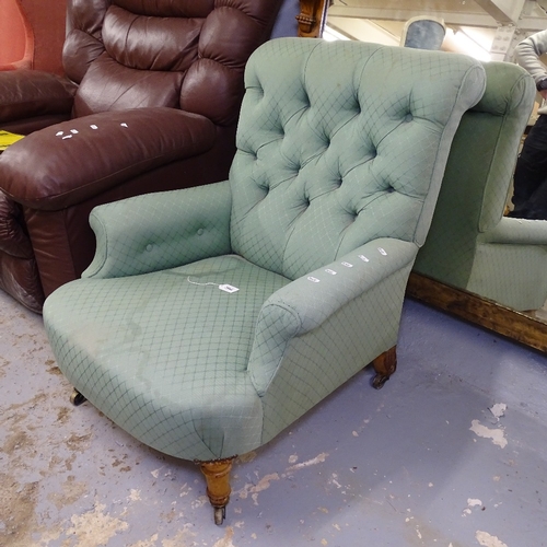 2080 - A Victorian button-back upholstered armchair