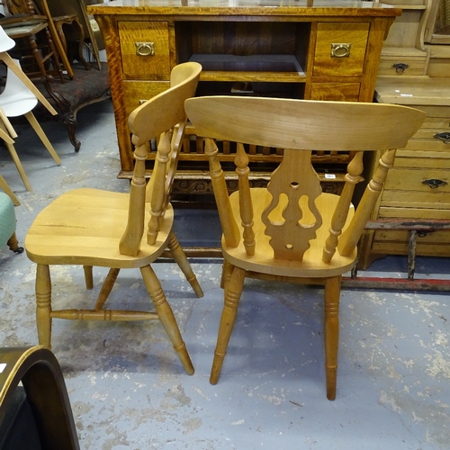 2085 - A set of 6 pine and beech kitchen dining chairs