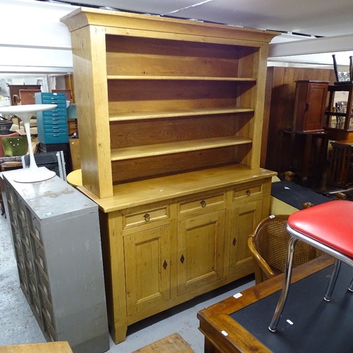 2092 - A modern oak 2-section dresser, W152cm, H210cm, D53cm