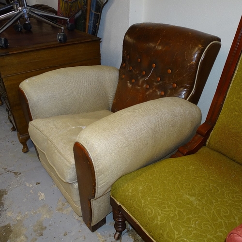 2114 - An early 20th century leather and upholstered Club armchair