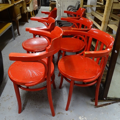 2117 - A set of 6 painted bentwood elbow chairs