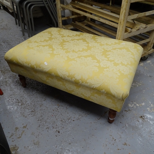 2119 - A rectangular upholstered footstool, on turned legs, W96cm, H40cm, D66cm