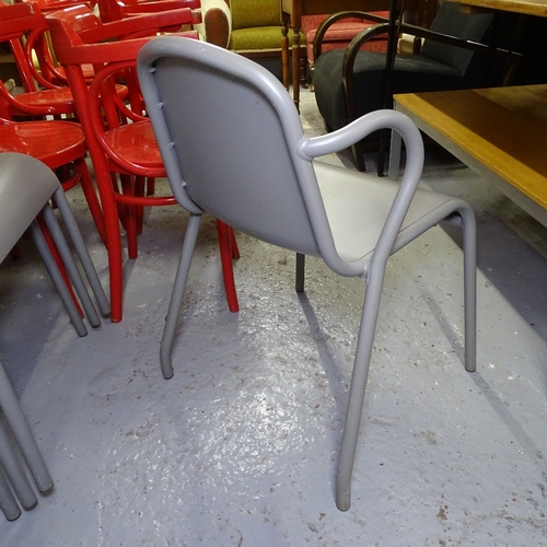 2120 - A set of 4 contemporary designer grey painted aluminium stacking chairs