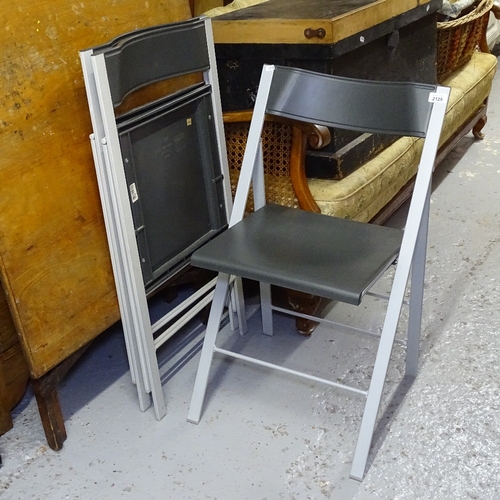 2129 - A set of 3 Arrmet pocket plastic and painted metal folding chairs, designed by Robby Cantarutti, Ita... 