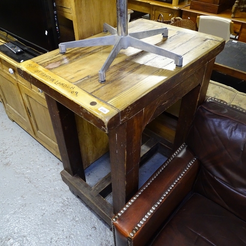 2133 - A polished pine pub table, W90cm, H113cm