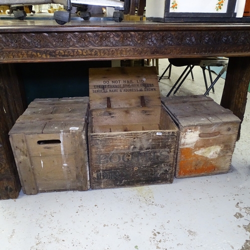 2147 - 3 Vintage pine bottle crates