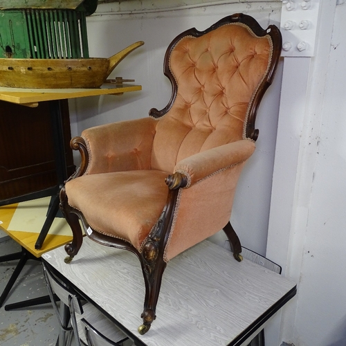 2177 - A Victorian carved mahogany-framed armchair